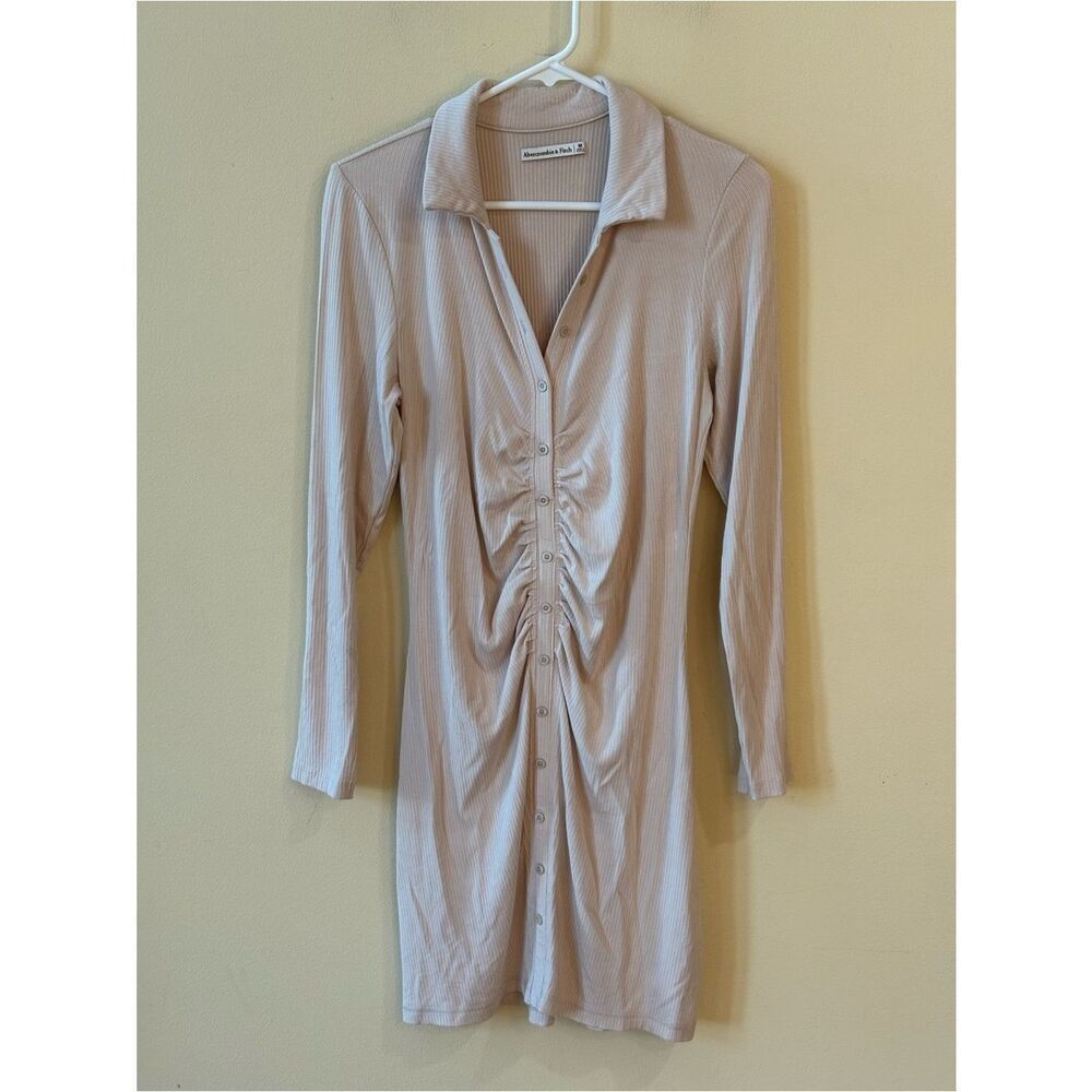 Abercrombie & Fitch Knit Ruched Shirt Dress
